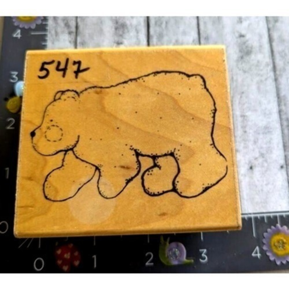 Dots Big Bear Q202 Rubber Stamp Wood #C63